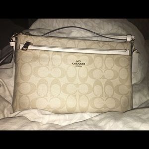 Light khaki East/West Crossbody w/ pop up pouch
